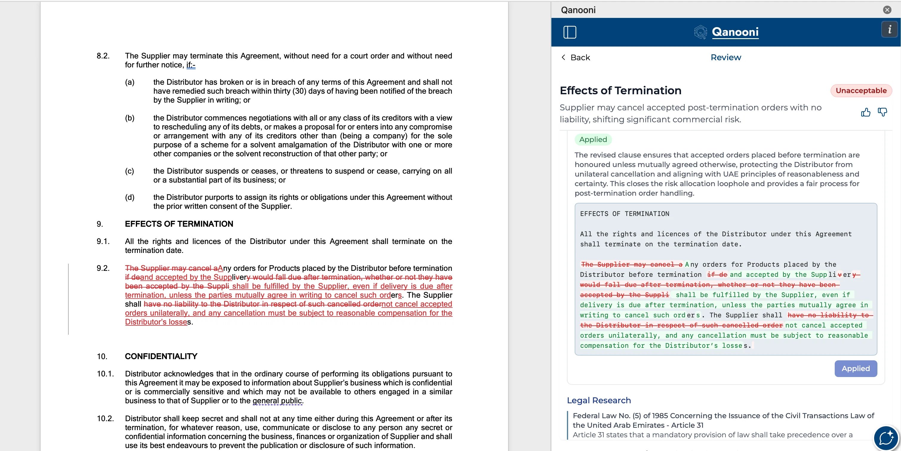 Click a citation in Word to open the legal authority, then accept in track changes